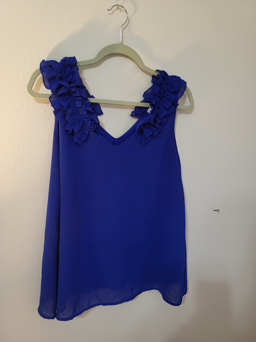 She + Sky Royal Blue Ruffle Strap V-Neck Camisole